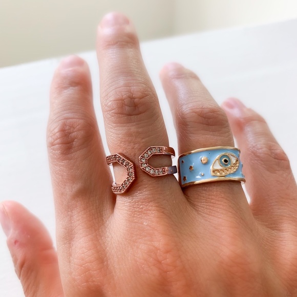 Rose gold minimalist style adjustable brass ring - Picture 3 of 3